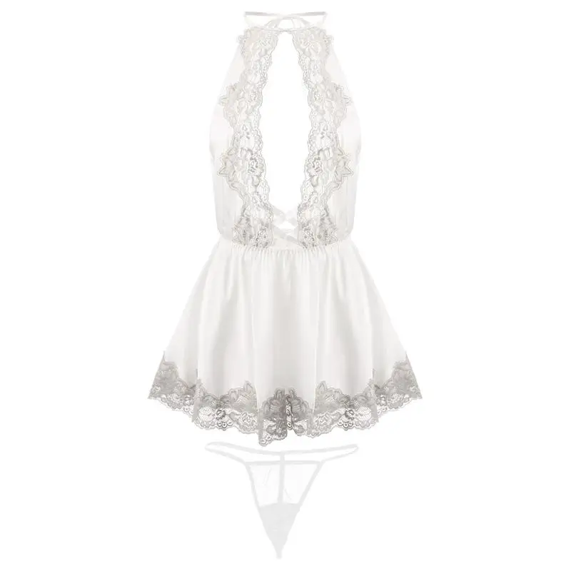 CHOHILL Summer Sexy Lace Ladies V-neck Open Back Satin Mini Nightdress Underwear White Sleepwear Set Lingerie For Women
CHOHILL Summer Sexy Lace Ladies V-neck Open Back Satin Mini Nightdress Underwear White Sleepwear Set Lingerie For Women