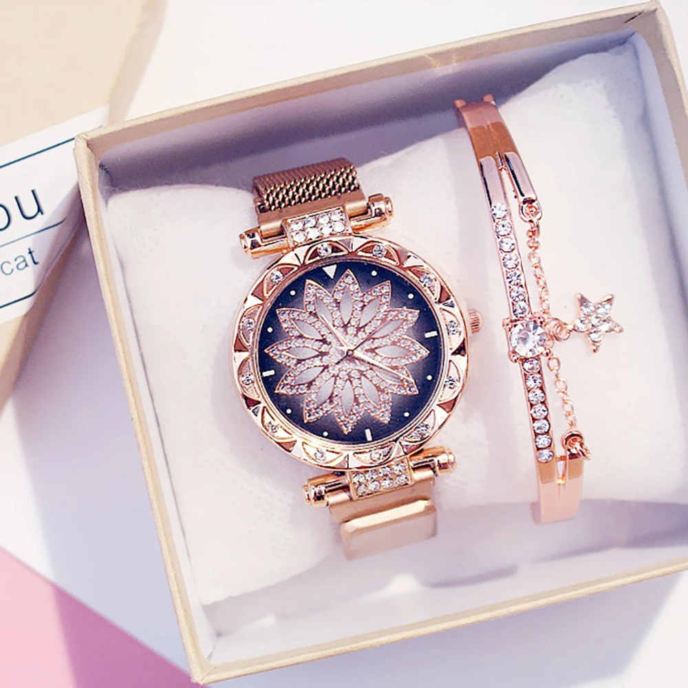 Reloj de mujer Fashion Women Mesh Magnet Buckle Flower Watch Luxury Ladies Rhinestone Quartz Watch Bracelet Set Relogio Reloj
Reloj de mujer Fashion Women Mesh Magnet Buckle Flower Watch Luxury Ladies Rhinestone Quartz Watch Bracelet Set Relogio Reloj