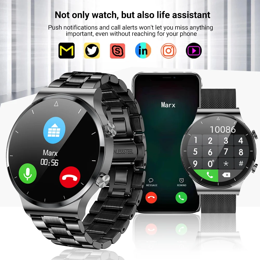 2021 Bluetooth Call Smart Watch Men Full Touch Screen Blood Oxygen Heart Rate Tracker IP68 Водонепроницаемые умные часы