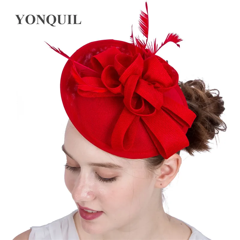 

Women Fascinator Hats Hair Clip Headbands For Bridal Wedding Elegant Church Party Fedora Hat Big Feather Flower Big Pillbox Hats