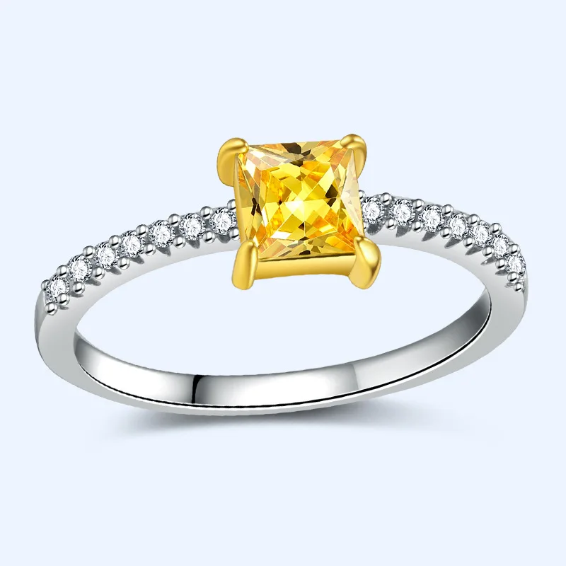 Солидное кольцо Anillos De Engagement из 925 стерлингового серебра с одним камнем Moissanite Princess Cut 1ct 5.5mm D-E Color для женщин.