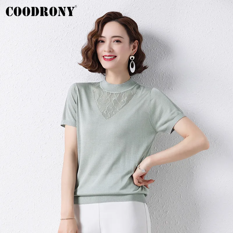 COODRONY Brand 2021 Summer Elegant Fashion Female Knitted T-Shirts Business Casual Soft Slim Women's Short Sleeve Tops W5033S
COODRONY Brand 2021 Summer Elegant Fashion Female Knitted T-Shirts Business Casual Soft Slim Women's Short Sleeve Tops W5033S