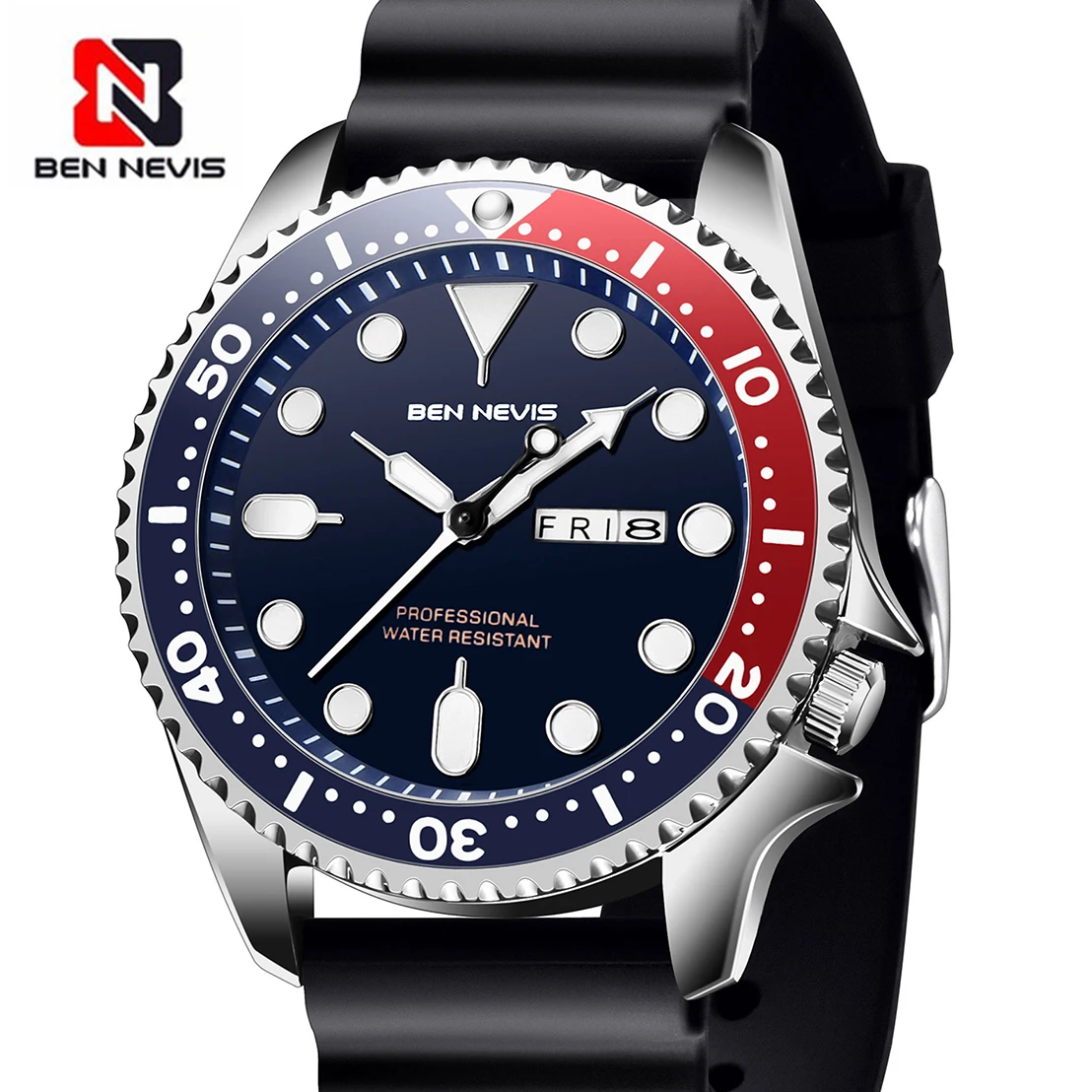 

Ben Nevis Men's Watches Analog Quartz Watch with Date Luminous Hands Military Watch Waterproof Rubber Strap Wristwatch for Man