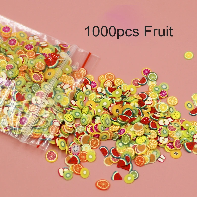 

1000pcs/Pack Clay Resin Filling Fruit Leaf Flowers Pattern Colorful Mixed Filler For DIY Epoxy Resin Jewelry Nail Art Decoration
