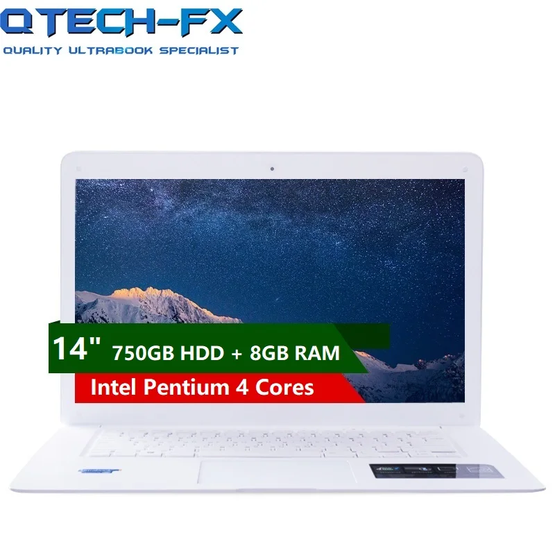 14 дюймовый ноутбук 8 Гб Оперативная память 1 ТБ/750 HDD Windows 10 быстрый процессор Intel 4