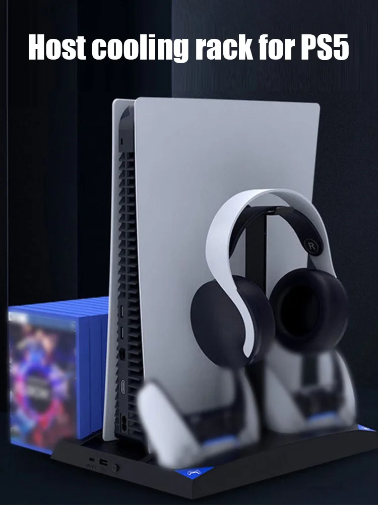 6 in 1 Console Charging Cooling Rack with Indicator Light Headset Holder Disc Rack Type-C Dual Game Console Charger for PS5
6 in 1 Console Charging Cooling Rack with Indicator Light Headset Holder Disc Rack Type-C Dual Game Console Charger for PS5