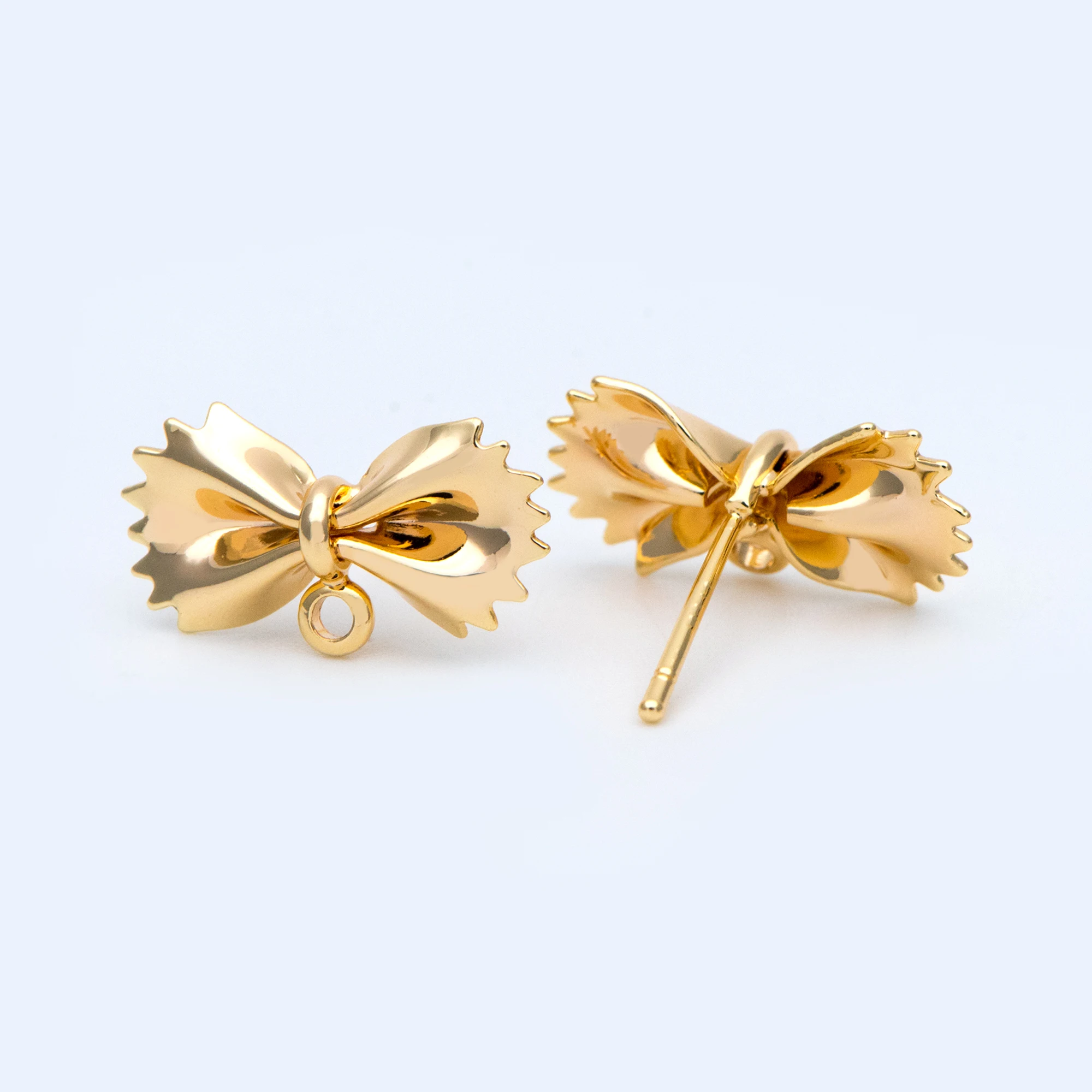 

10pcs Gold Plated Brass Bow Knot Ear Posts, Bowknot Stud Earrings (GB-1029)