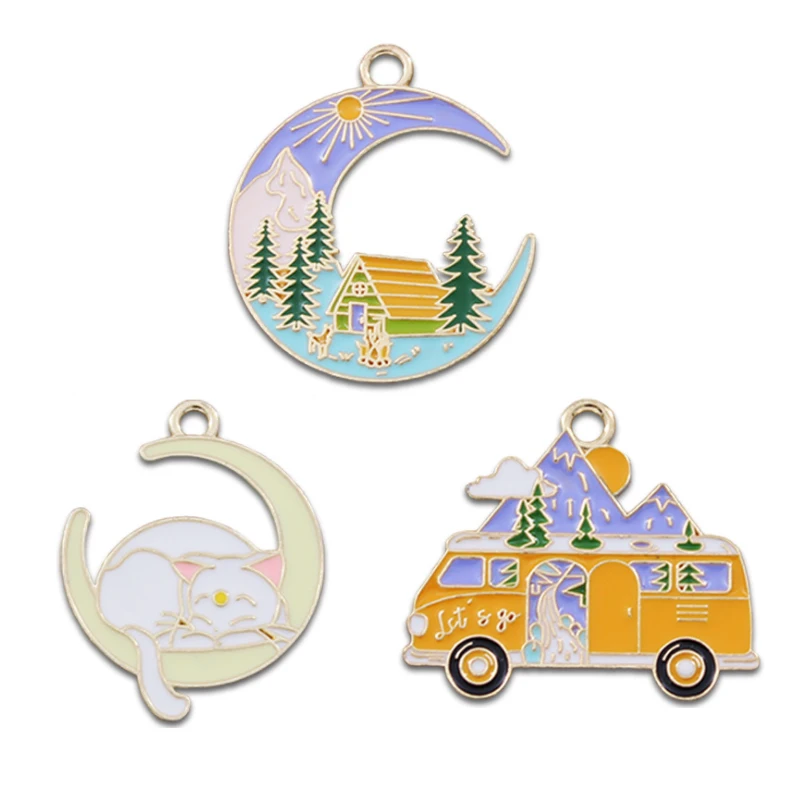 10PC Bus Moon Cat Scenery Enamel Charms Alloy Oil Dripping DIY Jewelry Accessories Earrings Pendant Materials
10PC Bus Moon Cat Scenery Enamel Charms Alloy Oil Dripping DIY Jewelry Accessories Earrings Pendant Materials