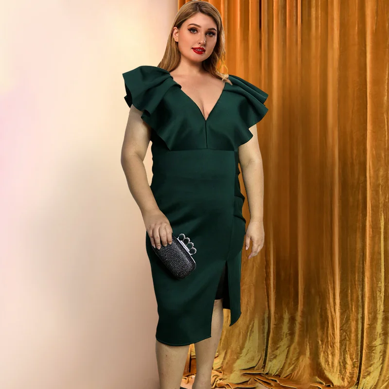 Sexy Deep V Open Back Wood Ear High Waist Bag Hip Slit XL Slim Fit Dress Female V-neck Mid-length Side Slits Ladies Evening Gown
Sexy Deep V Open Back Wood Ear High Waist Bag Hip Slit XL Slim Fit Dress Female V-neck Mid-length Side Slits Ladies Evening Gown