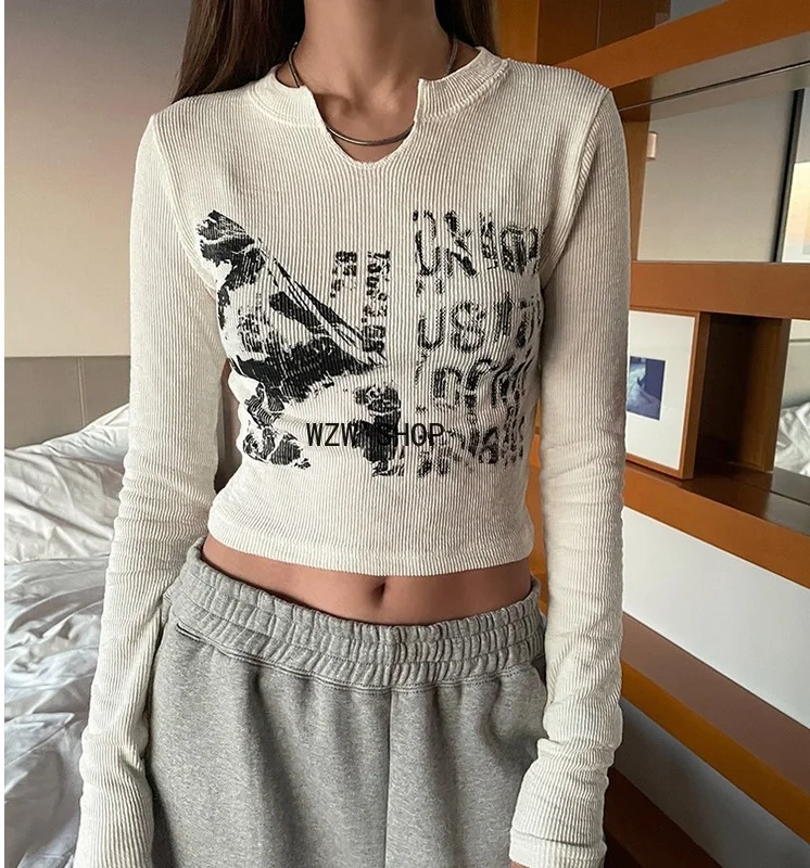 Vintage Letter Print Long Sleeve Crop Top Women Sexy Slim Knitted T Shirt Korean Style Chic Grunge Aesthetic Free Shipping
Vintage Letter Print Long Sleeve Crop Top Women Sexy Slim Knitted T Shirt Korean Style Chic Grunge Aesthetic Free Shipping