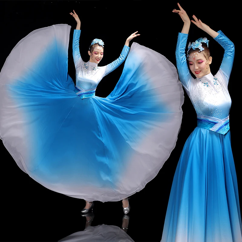 Ballet Dress Classic Dance Costume Women Long Sleeve Blue Color Modern Dance Dresses Adult Lyrical Ballroom Dance Skirt 2021
Ballet Dress Classic Dance Costume Women Long Sleeve Blue Color Modern Dance Dresses Adult Lyrical Ballroom Dance Skirt 2021