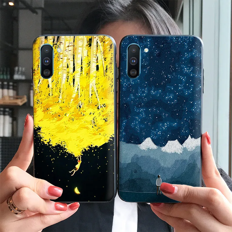Note10 + снежный горный лес Dreamland эскиз иллюстрация выступающий рельеф чехол для samsung
