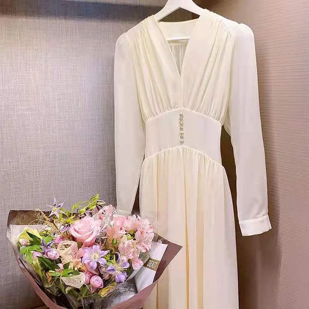 Elegant Women Solid Long Sleeve Fairy Party Dress Office Lady Sexy Wrap V-Neck Loose Midi Dress 2021 Spring Clothing Female
Elegant Women Solid Long Sleeve Fairy Party Dress Office Lady Sexy Wrap V-Neck Loose Midi Dress 2021 Spring Clothing Female
