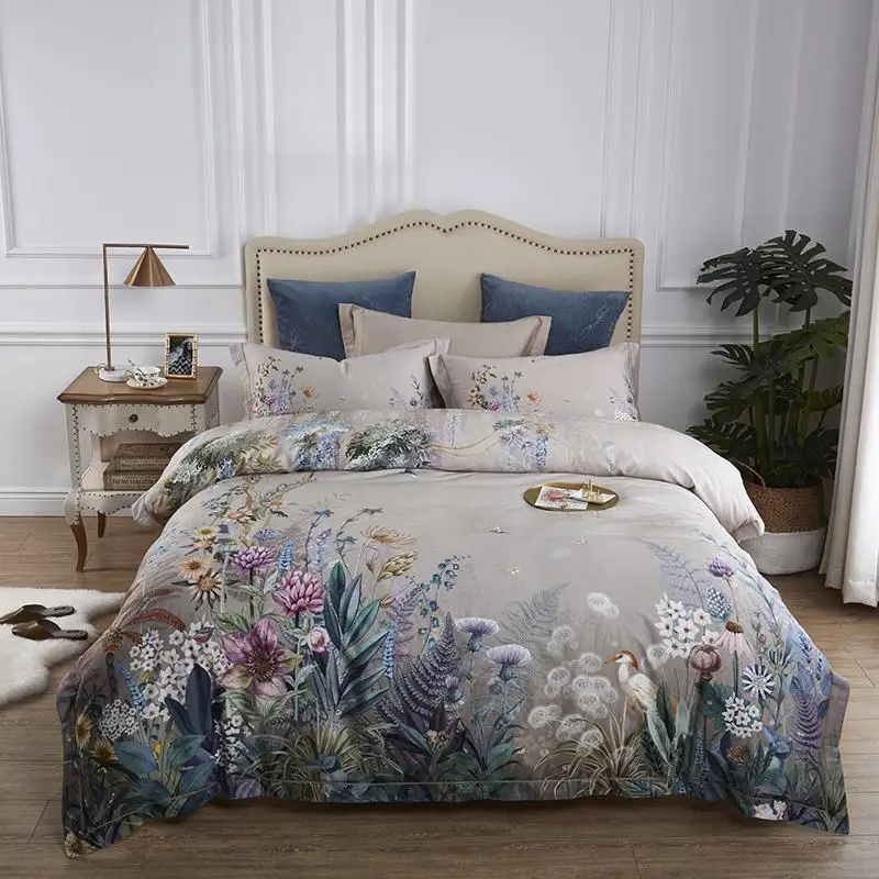 36 Bedding Queen King size 4Pcs Birds and Flowers Leaf Pattern Gray Shabby Duvet Cover Bed sheet Pillow shams 
36 Bedding Queen King size 4Pcs Birds and Flowers Leaf Pattern Gray Shabby Duvet Cover Bed sheet Pillow shams