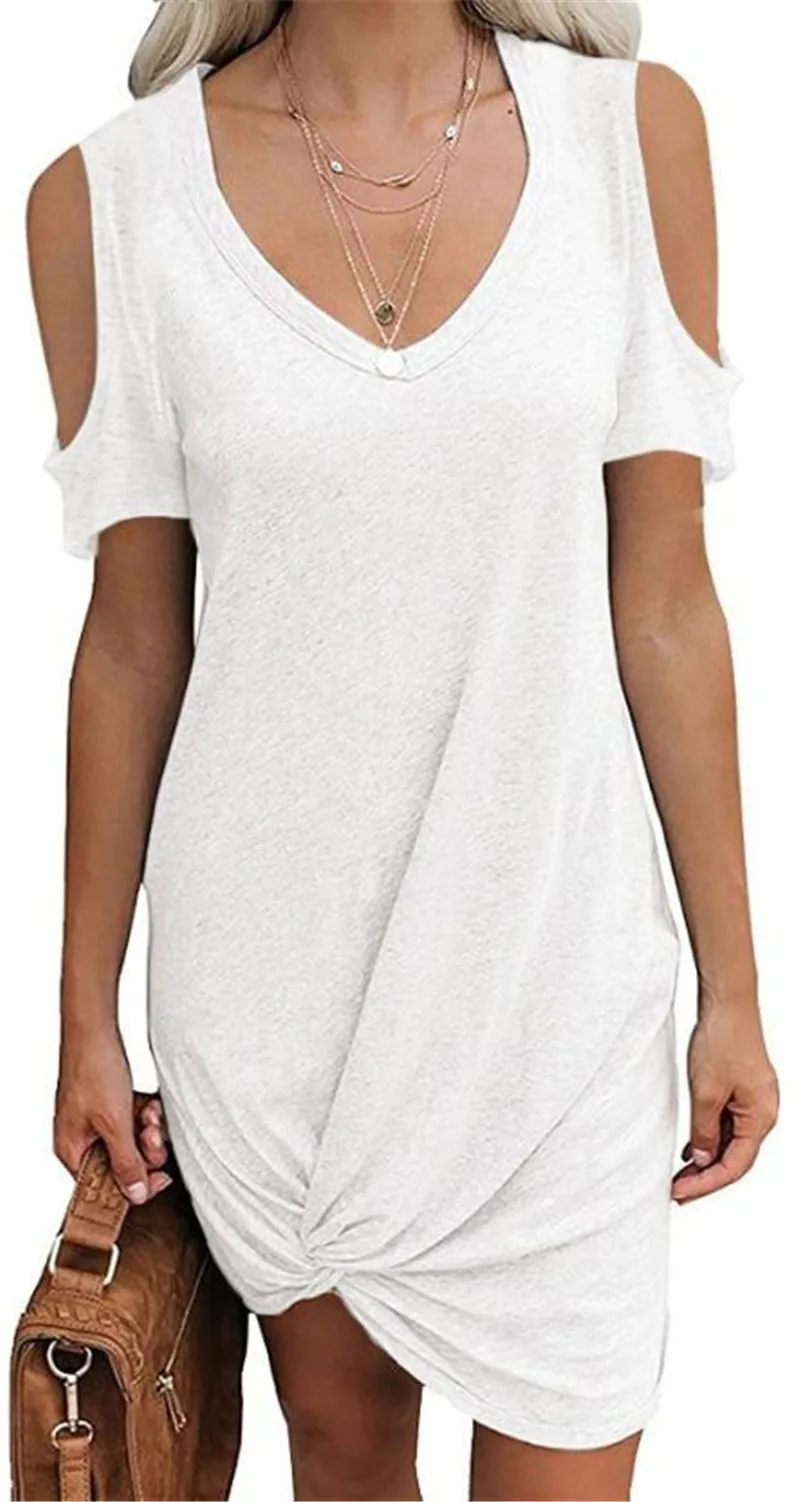 2021 short sleeve summer new solid off shoulder kink T-shirt dress for women 
2021 short sleeve summer new solid off shoulder kink T-shirt dress for women