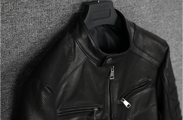 Sheep Mens Motorcycle Biker Real Coat Breathable Sheepskin Perforated Genuine Leather Jacket
Sheep Mens Motorcycle Biker Real Coat Breathable Sheepskin Perforated Genuine Leather Jacket