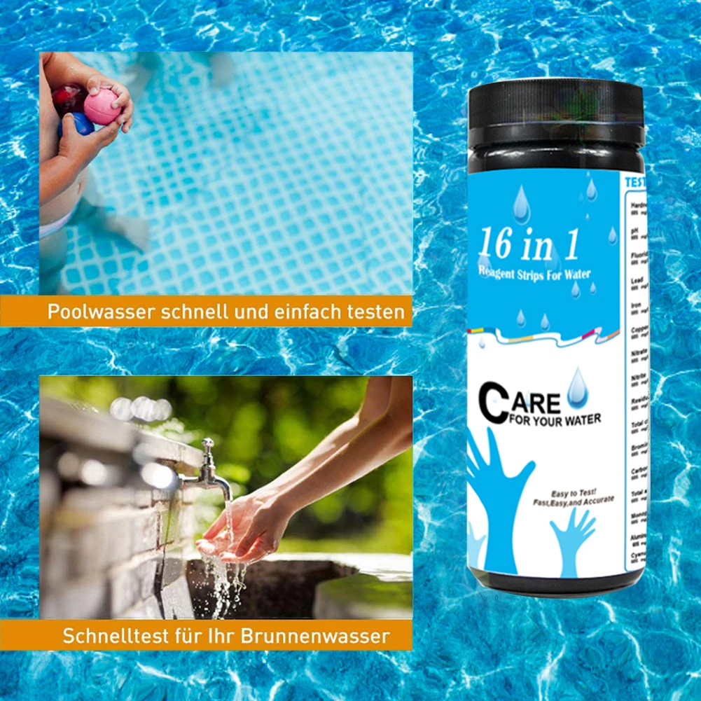16-in-1 Water Quality Test Strip for Checking Water Quality Test Aquarium Fish Tank Swimming Pool Water Drinking Test Strip
16-in-1 Water Quality Test Strip for Checking Water Quality Test Aquarium Fish Tank Swimming Pool Water Drinking Test Strip