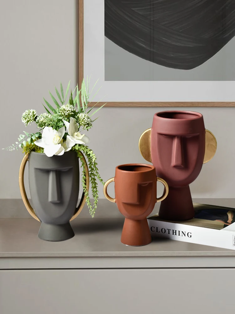 Dual Handle Face Vase Ornamental Home Living Room Flower Arrangement TV Cabinet Display Figurine Nordic Art I Ceramic Vase
Dual Handle Face Vase Ornamental Home Living Room Flower Arrangement TV Cabinet Display Figurine Nordic Art I Ceramic Vase