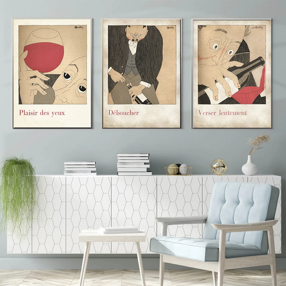 Винтажный постер с изображением французского вина винтажная Картина на холсте