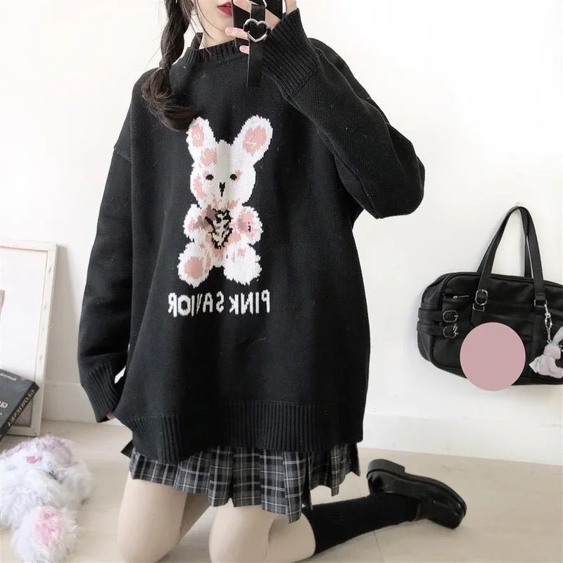 Autumn Winter Harajuku bunny Knitting Sleeve Sweater Casual Long Women Tide Printed Sweater Loose Boyfriend Pullover Gothic punk
Autumn Winter Harajuku bunny Knitting Sleeve Sweater Casual Long Women Tide Printed Sweater Loose Boyfriend Pullover Gothic punk
