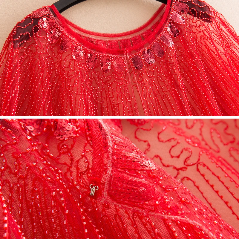 Womens Tops And Blouses Hollow Out Shawl Cloak Sequin Elegant O-neck Short Sleeve Cover Up Shirts Casual Woman Clothes
Womens Tops And Blouses Hollow Out Shawl Cloak Sequin Elegant O-neck Short Sleeve Cover Up Shirts Casual Woman Clothes