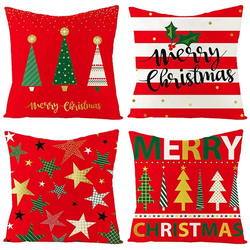 Christmas Cushion Covers Set of 4 Linen Christmas Pillow Cases 18 x 18 inch Xmas Design Throw Pillow Cases for Sofa
Christmas Cushion Covers Set of 4 Linen Christmas Pillow Cases 18 x 18 inch Xmas Design Throw Pillow Cases for Sofa