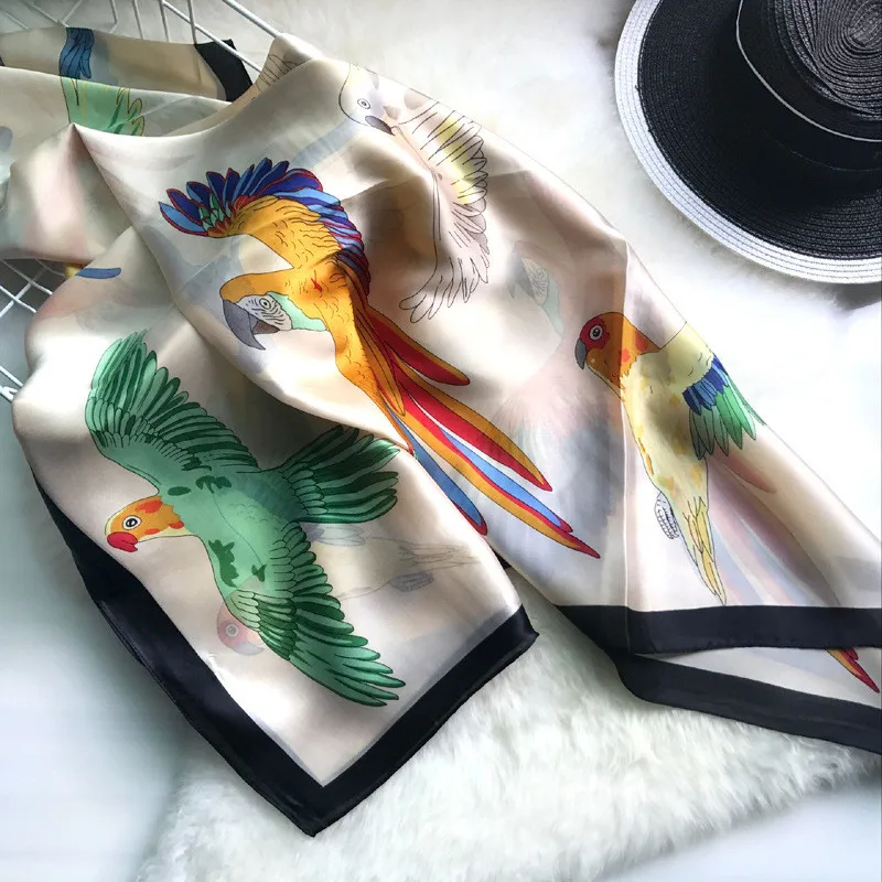 luxury brand Classic women silk scarf female scarves ladies beach wrap bird Print beach Headscarf Women Fashion Sunscreen Shawl 
luxury brand Classic women silk scarf female scarves ladies beach wrap bird Print beach Headscarf Women Fashion Sunscreen Shawl