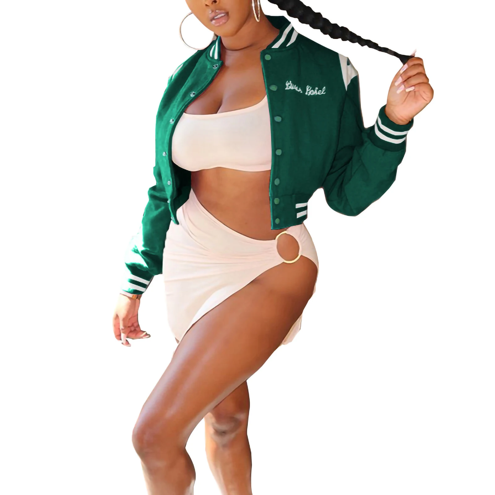 Women Casual Loose Style Coat Letters Embroidery Pattern Button-down Bomber Jacket Pink/ Black/ Dark Green/ Blue
Women Casual Loose Style Coat Letters Embroidery Pattern Button-down Bomber Jacket Pink/ Black/ Dark Green/ Blue