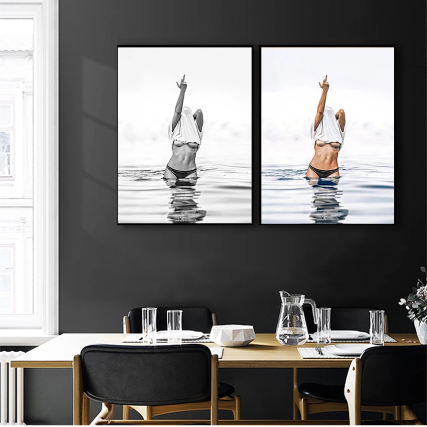 Wall Art Woman Pictures Living Room Decor Fashion Black White Poster Sexy Middle Finger Feminist Canvas Painting
Wall Art Woman Pictures Living Room Decor Fashion Black White Poster Sexy Middle Finger Feminist Canvas Painting