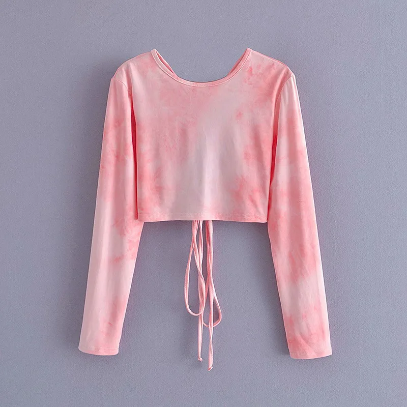 Pinkou Women Sweet Tie Dry Sweet T Shirt Long Sleeve Backless Cut Out Bow Tie Design Shirt Cute Female Crop Top LA145
Pinkou Women Sweet Tie Dry Sweet T Shirt Long Sleeve Backless Cut Out Bow Tie Design Shirt Cute Female Crop Top LA145