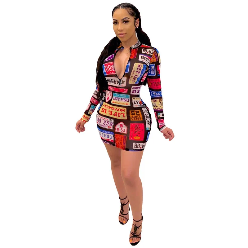 Sexy Nightclub Printed Tight Long-Sleeved Women Dress 2020 Autumn European and American Fahion Clothes
Sexy Nightclub Printed Tight Long-Sleeved Women Dress 2020 Autumn European and American Fahion Clothes