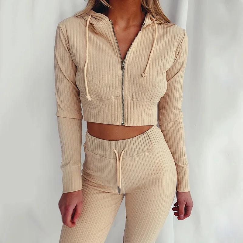 Sexy Slim Tracksuit Women High Waist Zipper Hoodies Crop Tops Drawstring Pants Two Piece Set Women Autumn Casual Tracksuit Sets
Sexy Slim Tracksuit Women High Waist Zipper Hoodies Crop Tops Drawstring Pants Two Piece Set Women Autumn Casual Tracksuit Sets