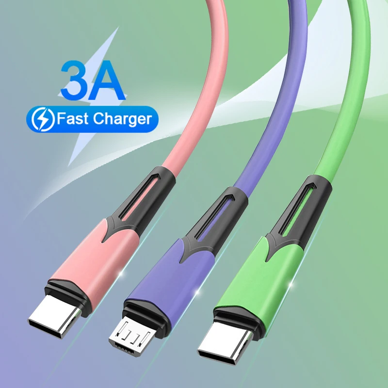 3A Fast Charger Cable Micro USB Type C 8 Pin Charging Wire Liquid Silicone USB Type C Data Cord For iPhone 12 Pro Max Xiaomi 11
3A Fast Charger Cable Micro USB Type C 8 Pin Charging Wire Liquid Silicone USB Type C Data Cord For iPhone 12 Pro Max Xiaomi 11