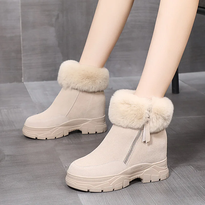 Female Boots Genuine Leather Snow Boots 8cm Wedges Shoes for Women Platform Winter Shoes Women Bottines Beige Femme Ankle Boots
Female Boots Genuine Leather Snow Boots 8cm Wedges Shoes for Women Platform Winter Shoes Women Bottines Beige Femme Ankle Boots