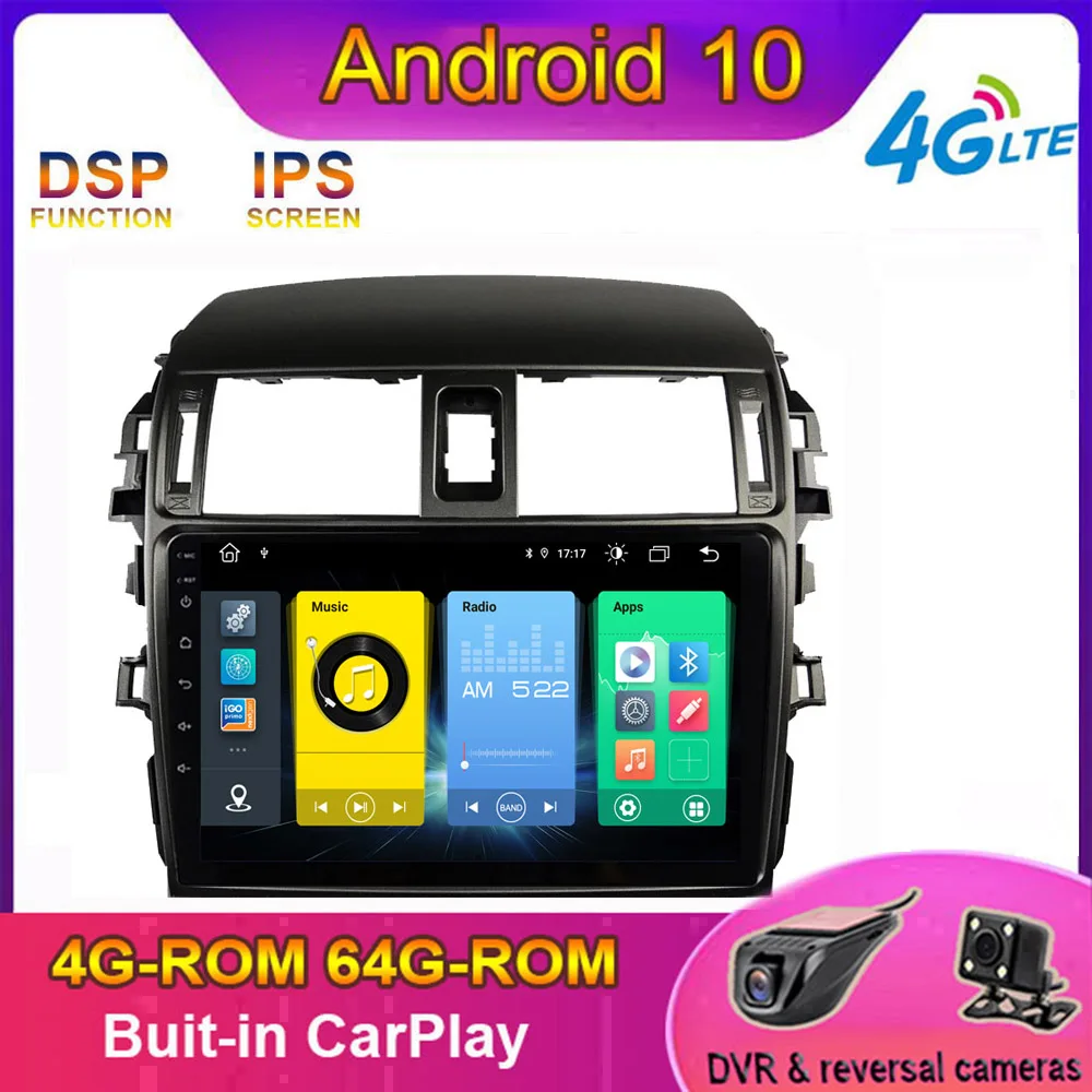 CARPLAY Android 10,0 автомобильный радиоприемник, мультимедийный стерео плеер, GPS-навигация для Toyota Corolla 2003-2012, без DVD
CARPLAY Android 10,0 автомобильный радиоприемник, мультимедийный стерео плеер, GPS-навигация для Toyota Corolla 2003-2012, без DVD