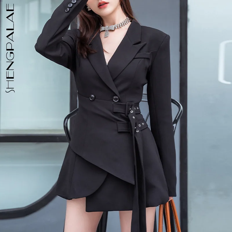 SHENGPALAE Irregular Lace Up Waist Long Sleeve Fake Two-piece Suit Jacket Women Autumn 2021 New Lapel Double Breasted Blazer
SHENGPALAE Irregular Lace Up Waist Long Sleeve Fake Two-piece Suit Jacket Women Autumn 2021 New Lapel Double Breasted Blazer
