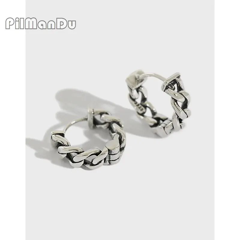 PilManDu 925 Vintage Silver Color Cuban Chain Earrings Small Hoop Earrings For Women/Men Party Hip Hop Jewelry Drop Shipping
PilManDu 925 Vintage Silver Color Cuban Chain Earrings Small Hoop Earrings For Women/Men Party Hip Hop Jewelry Drop Shipping