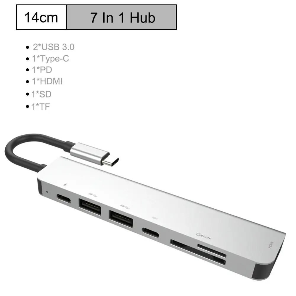 Концентратор USB Type C с 3 0 HDMI RJ45 PD зарядкой SD/TF кардридер разветвитель для ноутбука