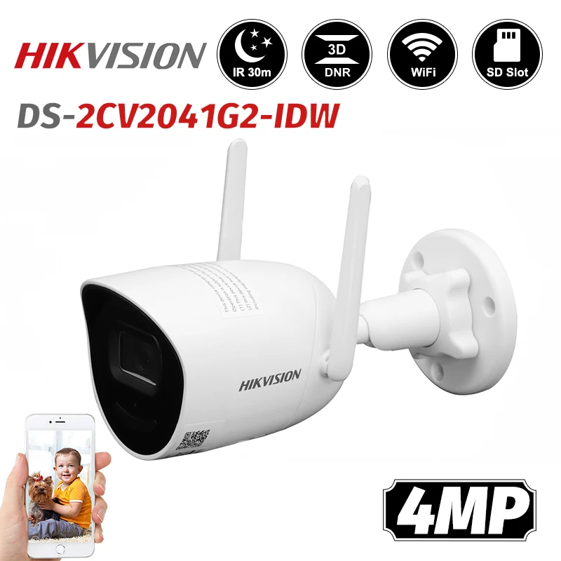 Hikvision 4MP IP Camera Wifi DS-2CV2041G2-IDW Built-in SD Card Slot Wireless Video Surveillance Camera Outdoor IR 30m IP66
Hikvision 4MP IP Camera Wifi DS-2CV2041G2-IDW Built-in SD Card Slot Wireless Video Surveillance Camera Outdoor IR 30m IP66