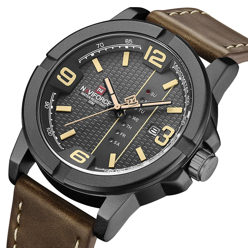 

NAVIFORCE Brand Luxury Men Wristwatches Sports Army Military Waterproof Watch Auto Date Week Fashion Quartz Leather Clock 2021