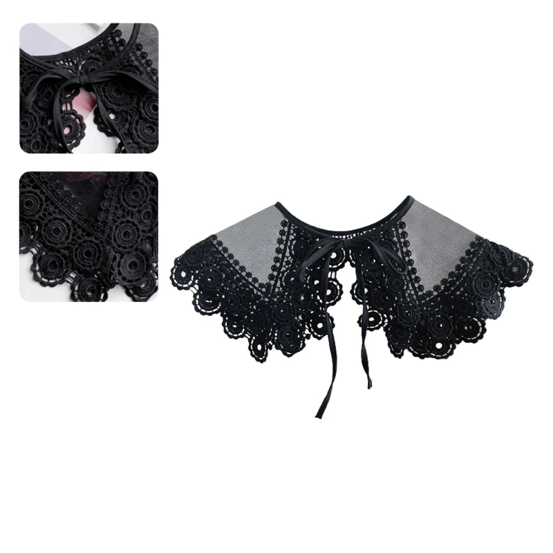 Embroidery Floral Trim Fake Collar Big Shawl Wrap Sheer Lace Decorative Necklace Lapel Half Shirt Mini Poncho Capelet 
Embroidery Floral Trim Fake Collar Big Shawl Wrap Sheer Lace Decorative Necklace Lapel Half Shirt Mini Poncho Capelet