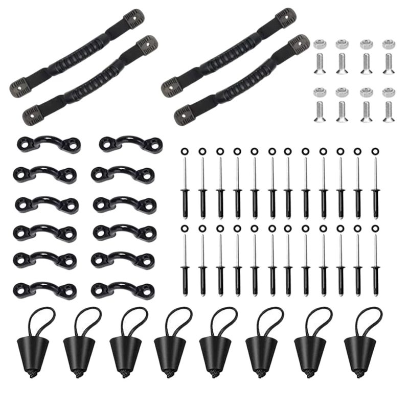 Kayak Carry Handle,Kayak Handles Replacement 4Pcs Side Mount Handles with Screws 8Pcs Kayak Plugs with Rivet Pad Eyes
Kayak Carry Handle,Kayak Handles Replacement 4Pcs Side Mount Handles with Screws 8Pcs Kayak Plugs with Rivet Pad Eyes
