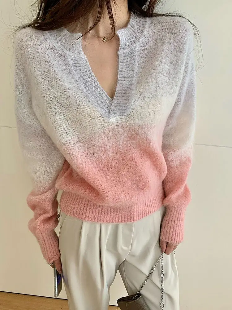 2022 Winter New Women Color Blocked Tie Dye Knitwear V Neck Cutout Basic Sweater Tops pull femme jerseys mujer invierno
2022 Winter New Women Color Blocked Tie Dye Knitwear V Neck Cutout Basic Sweater Tops pull femme jerseys mujer invierno