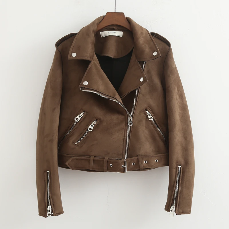 Faux jackets Women's Motorcycle Jacket Faux Leather Jacket Autumn 2021 ladies Biker Suede Jacket Slim PU Coat
Faux jackets Women's Motorcycle Jacket Faux Leather Jacket Autumn 2021 ladies Biker Suede Jacket Slim PU Coat