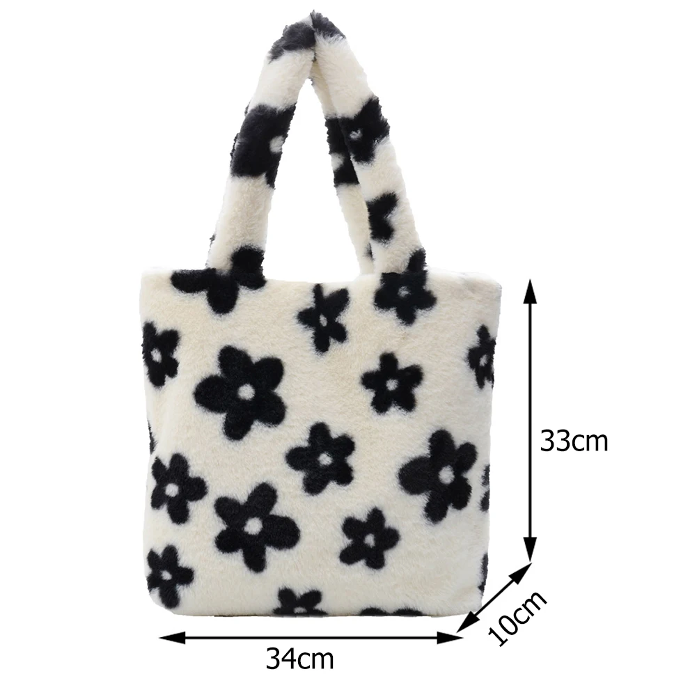 Plush Cartoon Handbags Autumn Winter Shoulder Bag Cute Flowers Printed Women's Bag Underarm Bag Tote Gift Bag 
Plush Cartoon Handbags Autumn Winter Shoulder Bag Cute Flowers Printed Women's Bag Underarm Bag Tote Gift Bag