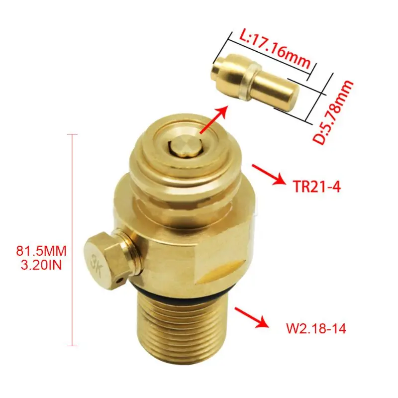 Cylinder CO2 Refill Adapter TR21-4 Thread Converter Fit for W21.8-14 Connector drowship 
Cylinder CO2 Refill Adapter TR21-4 Thread Converter Fit for W21.8-14 Connector drowship