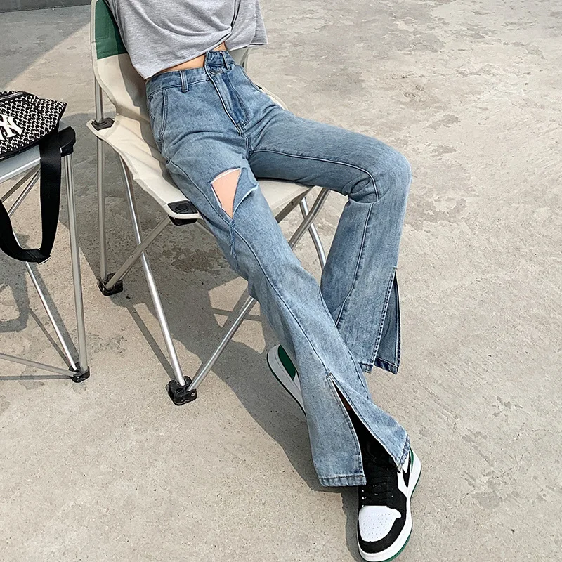 Ripped Flare Jeans for Women Split Pants Plus Size Wide Leg High Waist Clothing Denim Streetwear 2021 Bell Bottom Jeans
Ripped Flare Jeans for Women Split Pants Plus Size Wide Leg High Waist Clothing Denim Streetwear 2021 Bell Bottom Jeans