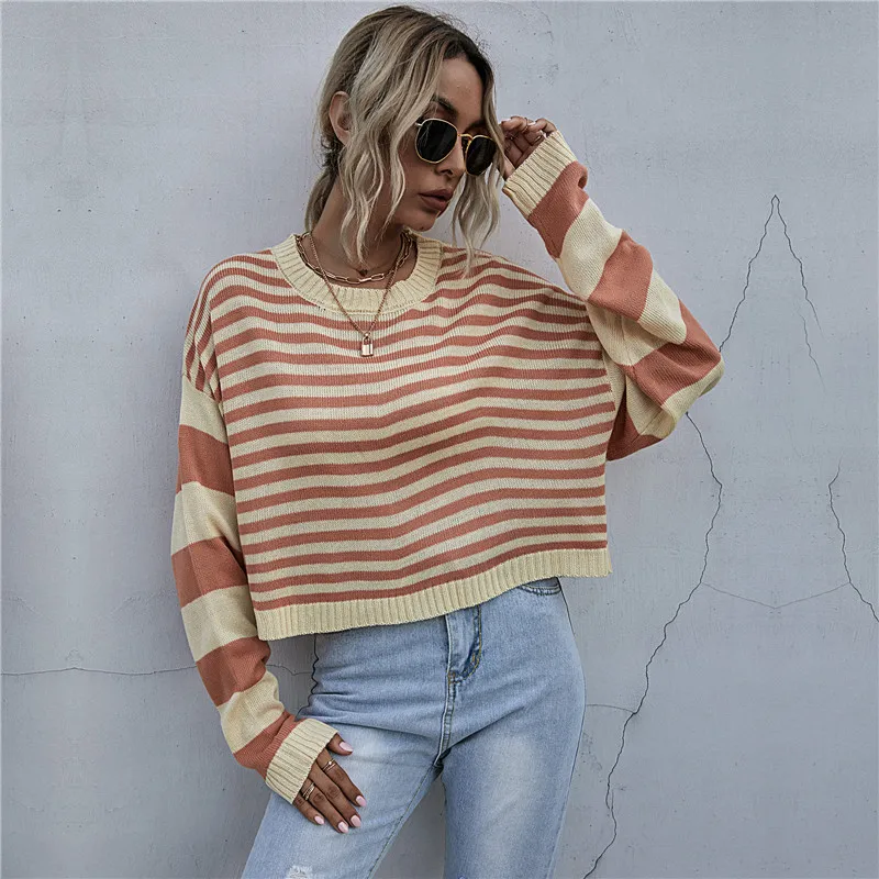 Fashion Short Striped Jumper Sweaters Women Full Sleeve Autumn Winter Knitted Pullovers Sweater Casual Tops For Female 2021 New
Fashion Short Striped Jumper Sweaters Women Full Sleeve Autumn Winter Knitted Pullovers Sweater Casual Tops For Female 2021 New