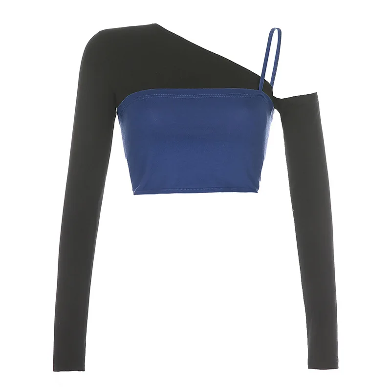 2021 Solid Color Sexy Autumn Irregular One-shoulder Sling Bottoming Long-sleeved Contrast Color Fake Two Pieces
2021 Solid Color Sexy Autumn Irregular One-shoulder Sling Bottoming Long-sleeved Contrast Color Fake Two Pieces