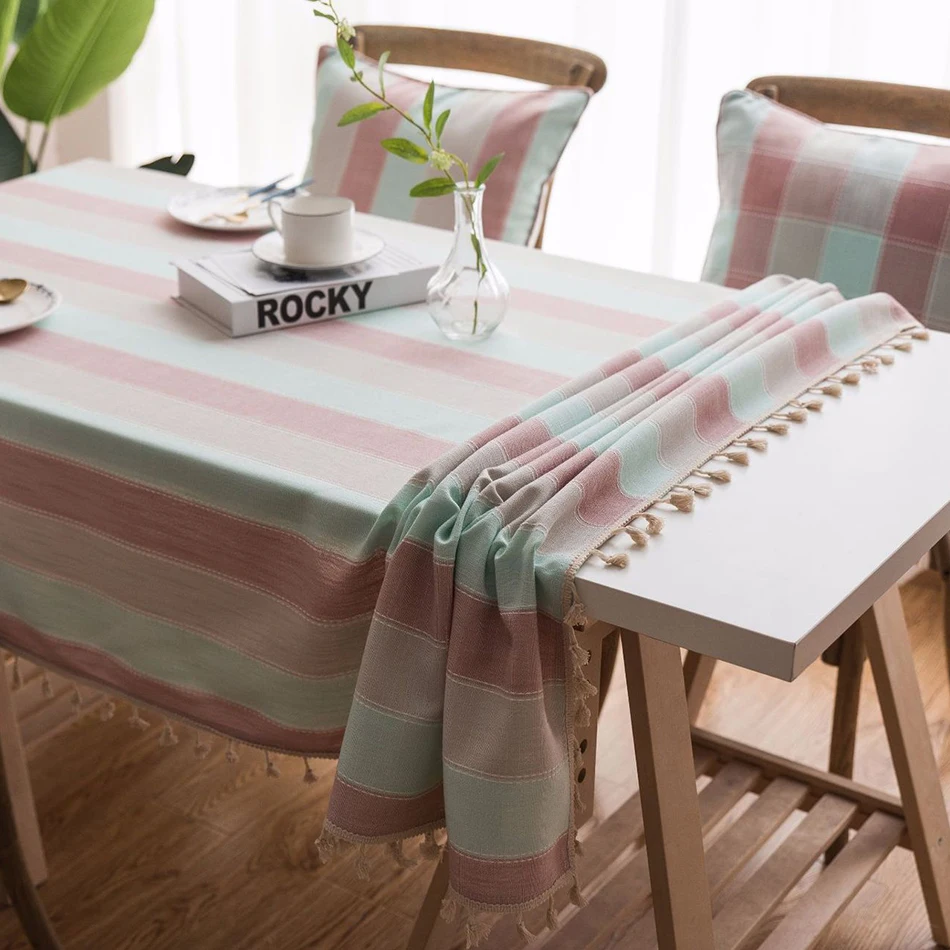 Table Cloth Tassel Cotton Linen Table Cover for Kitchen Dinning Tablecloths Pink Stripes Color Wedding Birthday Decoration
Table Cloth Tassel Cotton Linen Table Cover for Kitchen Dinning Tablecloths Pink Stripes Color Wedding Birthday Decoration